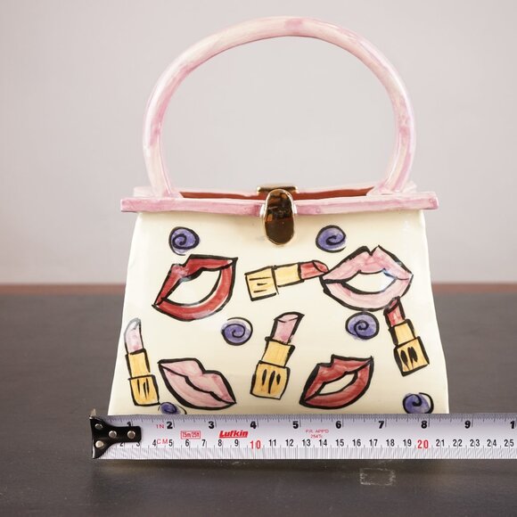 Pink Ceramic Purse Vase Sonja Picard Signed - Picture 5 of 7